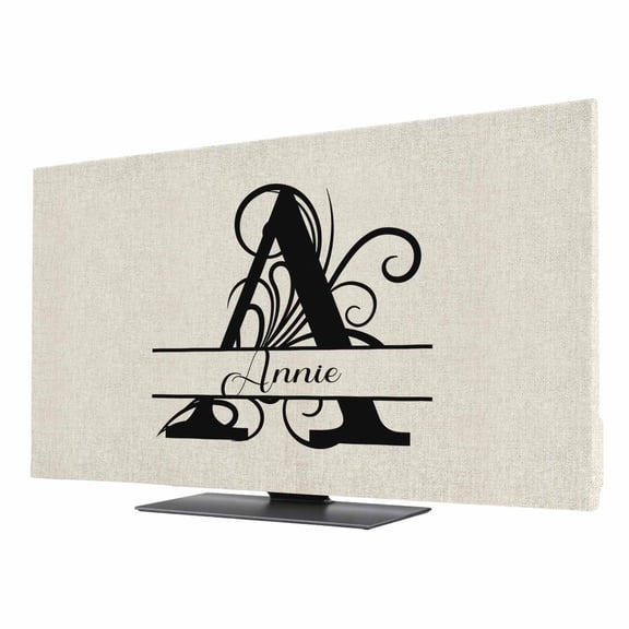 TV Cover 24'', Letter A Elastic Stretch TV Screen Dust Cover Indoor, Monogram Words Washable Anti-Dust & Scratch Protector Covers, Universal Fit for Flat Curved LED LCD TVs