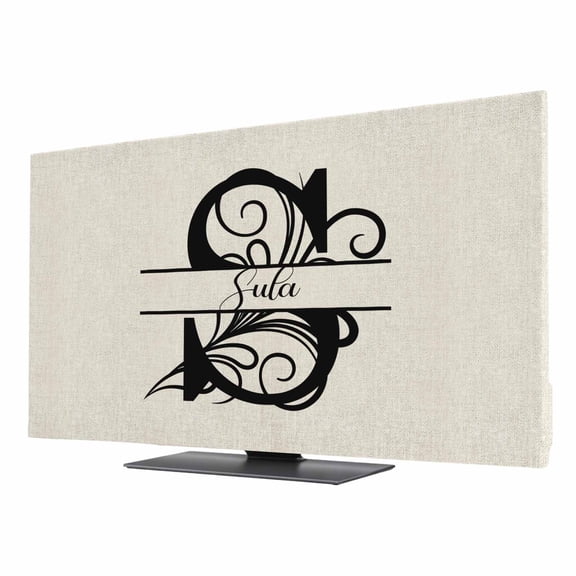 TV Cover 24'', Letter S Elastic Stretch TV Screen Dust Cover Indoor, Monogram Words Washable Anti-Dust & Scratch Protector Covers, Universal Fit for Flat Curved LED LCD TVs