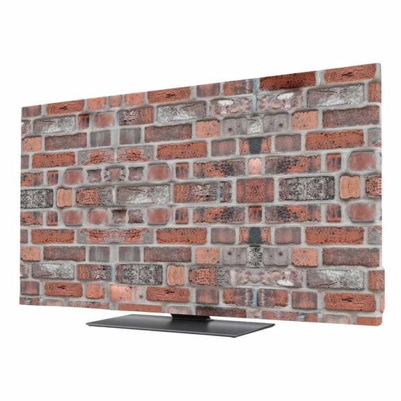 TV Cover 24'', Red Brick Wall Elastic Stretch TV Screen Dust Cover Indoor, Vintage Farmhouse Stone Rocks Geometric Print Washable Anti-Dust Protector Covers, Universal Fit for Flat Curved LED LCD TVs