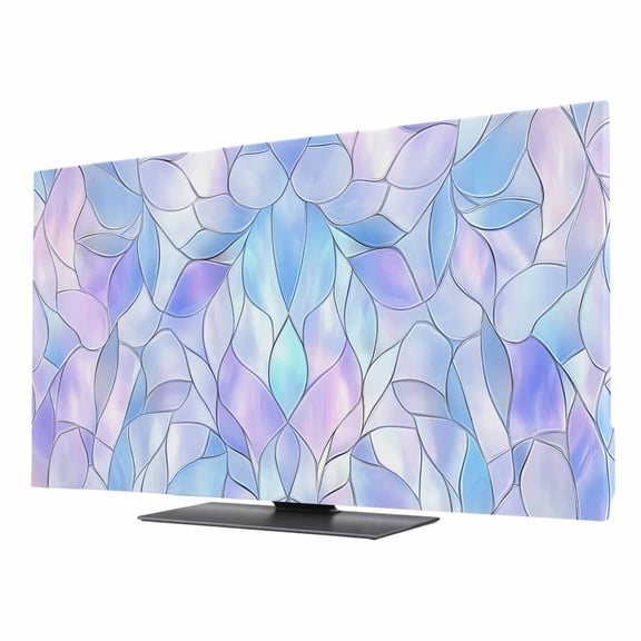 TV Cover 24'', Stained Glass Elastic Stretch TV Screen Dust Cover Indoor, Blue Purple Floral Geometric Washable Anti-Dust & Scratch Protector Covers, Universal Fit for Flat Curved LED LCD TVs