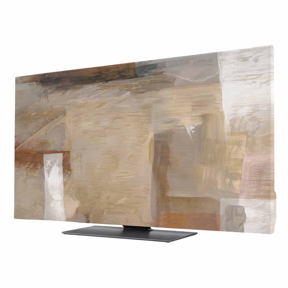 TV Cover 32'', Brown Elastic Stretch TV Screen Dust Cover Indoor, Abstract Paint Texture Retro Smudge Graffiti Art Washable Anti-Dust Protector Covers, Universal Fit for Flat Curved LED LCD TVs