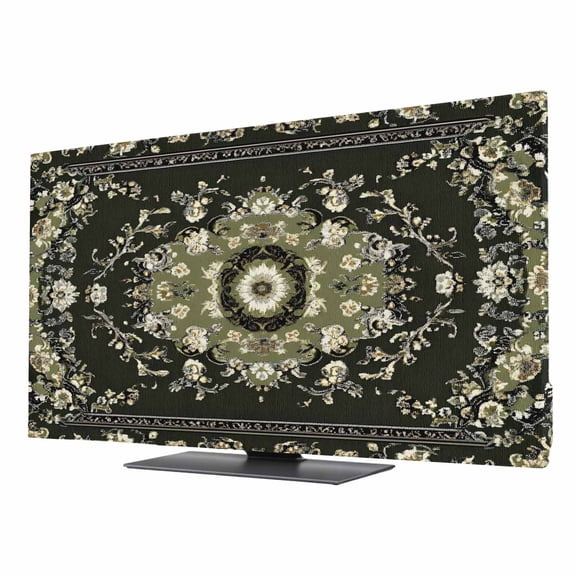TV Cover 55'', Vintage Green Elastic Stretch TV Screen Dust Cover Indoor, Southwestern Geometric Abstract Art Washable Anti-Dust & Scratch Protector Covers, Universal Fit for Flat Curved LED LCD TVs