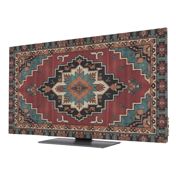 TV Cover Indoor, Aztec Southwest Stretch TV Dust Cover Television Screen Protector, Red Brown Boho Chic Abstract Geometric Elastic Polyester Display Covers, Monitor Slipcover for LED LCD TVs 24 Inch