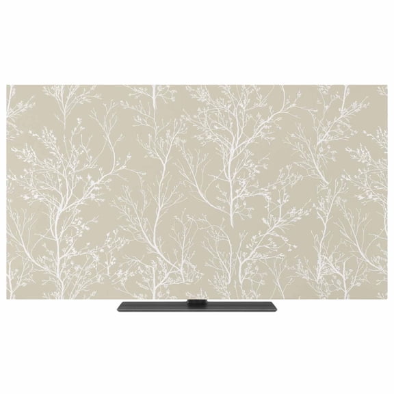 TV Cover Indoor, Beige Botanical Stretch TV Dust Cover Television Screen Protector, Vintage Floral Plants Branch Elastic Polyester Display Covers, Monitor Slipcover for LED LCD TVs 65 Inch