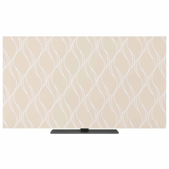TV Cover Indoor, Beige Moire Waves Stretch TV Dust Cover Television Screen Protector, Modern Abstract Art Geometric Elastic Polyester Display Covers, Monitor Slipcover for LED LCD TVs 65 Inch