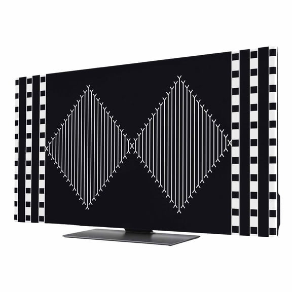 TV Cover Indoor, Black Geometric Stretch TV Dust Cover Television Screen Protector, Boho Stripes Abstract Modern Art Elastic Polyester Display Covers, Monitor Slipcover for LED LCD TVs 85 Inch