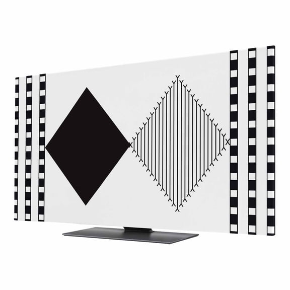 TV Cover Indoor, Black White Geometric Stretch TV Dust Cover Television Screen Protector, Boho Stripes Abstract Simple Art Elastic Polyester Display Covers, Monitor Slipcover for LED LCD TVs 24 Inch