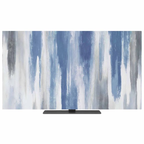 TV Cover Indoor, Blue Gray Stretch TV Dust Cover Television Screen Protector, Modern Simple Abstract White Ombre Texture Elastic Polyester Display Covers, Monitor Slipcover for LED LCD TVs 24 Inch