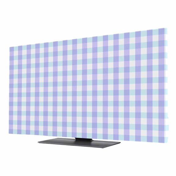 TV Cover Indoor, Blue Grid Stretch TV Dust Cover Television Screen Protector, Checkered Plaid Gingham Lattice Trellis Print Elastic Polyester Display Covers, Monitor Slipcover for LED LCD TVs 32 Inch