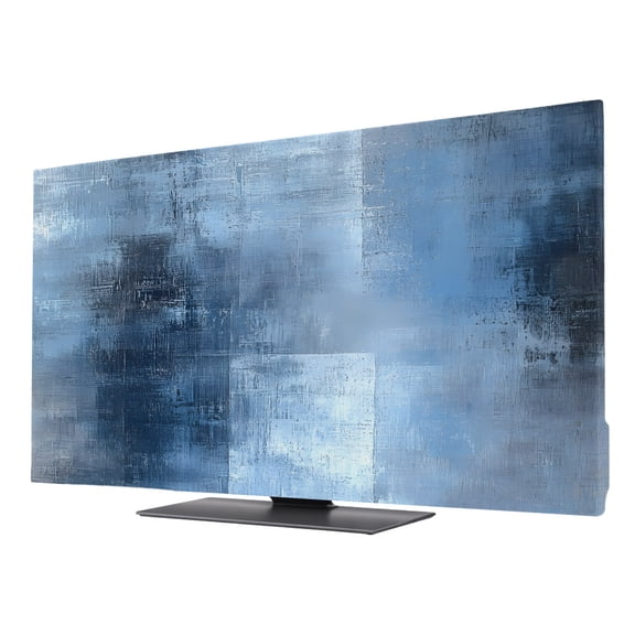 TV Cover Indoor, Blue Ombre Stretch TV Dust Cover Television Screen Protector, Modern Oil Painted Retro Abstract Art Elastic Polyester Display Covers, Monitor Slipcover for LED LCD TVs 40 Inch