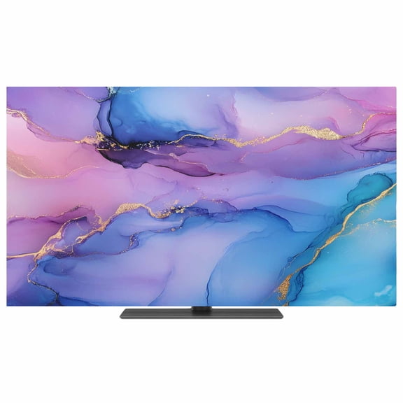 TV Cover Indoor, Blue Purple Ombre Stretch TV Dust Cover Television Screen Protector, Marble Modern Ink Painted Abstract Elastic Polyester Display Covers, Monitor Slipcover for LED LCD TVs 85 Inch