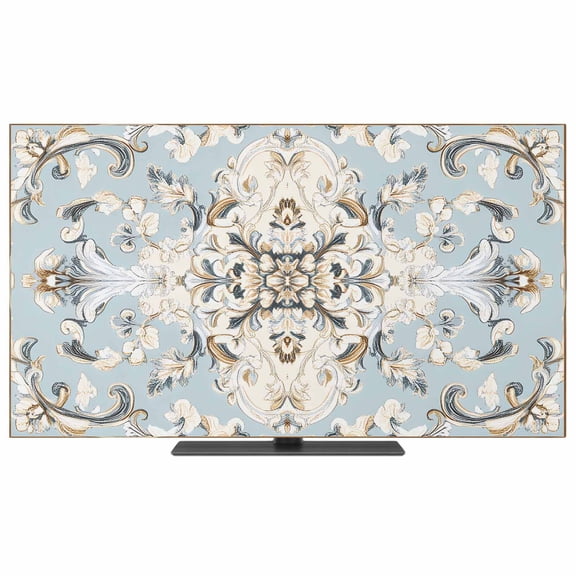 TV Cover Indoor, Bohemia Flowers Stretch TV Dust Cover Television Screen Protector, Boho Ethnic Rustic Abstract Pattern Elastic Polyester Display Covers, Monitor Slipcover for LED LCD TVs 24 Inch