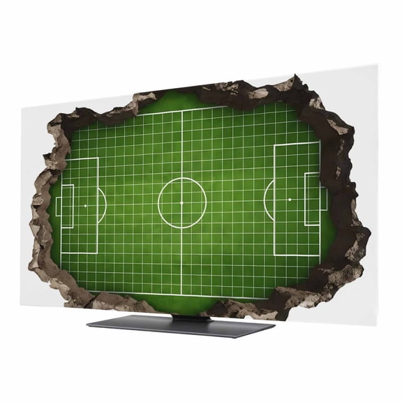 TV Cover Indoor, Broken Wall Green Football Stretch TV Dust Cover Television Screen Protector, Soccer Field Sports Elastic Polyester Display Covers, Monitor Slipcover for LED LCD TVs 55 Inch