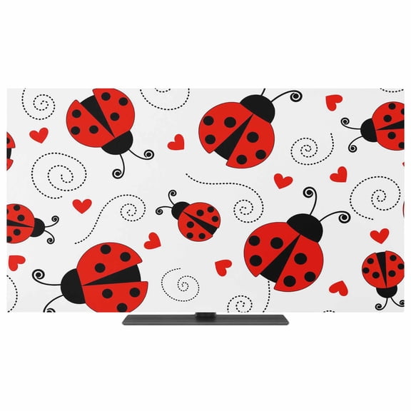 TV Cover Indoor, Cartoon Animals Stretch TV Dust Cover Television Screen Protector, Funny Modern Simple Red Love Stripes Elastic Polyester Display Covers, Monitor Slipcover for LED LCD TVs 24 Inch