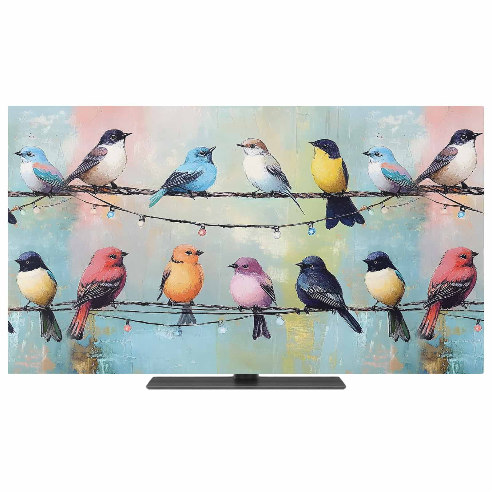Large Display Covers TV Cover Indoor, Colorful Birds Stretch TV Dust Cover Television Screen ...