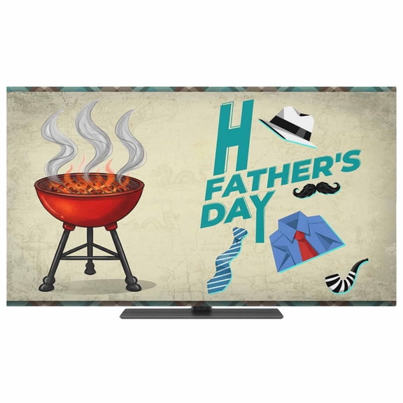 TV Cover Indoor, Father's Day Stretch TV Dust Cover Television Screen Protector, Checkered Funny Words Retro Art Elastic Polyester Display Covers, Monitor Slipcover for LED LCD TVs 65 Inch