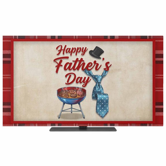 TV Cover Indoor, Father's Day Stretch TV Dust Cover Television Screen Protector, Red Checkered Farmhouse Modern Art Elastic Polyester Display Covers, Monitor Slipcover for LED LCD TVs 24 Inch