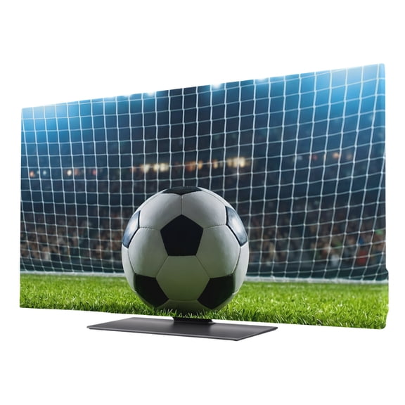 TV Cover Indoor, Football Stretch TV Dust Cover Television Screen Protector, Soccer Ball Sports Net Mesh Evening Match Elastic Polyester Display Covers, Monitor Slipcover for LED LCD TVs 32 Inch