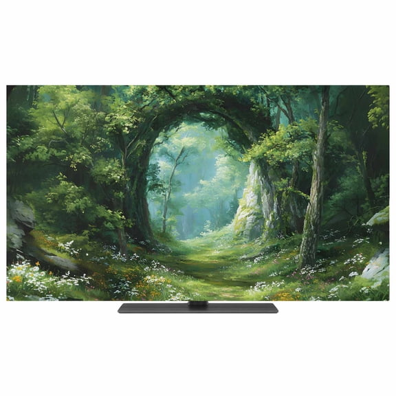 TV Cover Indoor, Forest Stretch TV Dust Cover Television Screen Protector, Nature Green Tree Spring Scenic Woodland Elastic Polyester Display Covers, Monitor Slipcover for LED LCD TVs 32 Inch