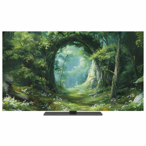 TV Cover Indoor, Forest Stretch TV Dust Cover Television Screen Protector, Nature Green Tree Spring Scenic Woodland Elastic Polyester Display Covers, Monitor Slipcover for LED LCD TVs 40 Inch