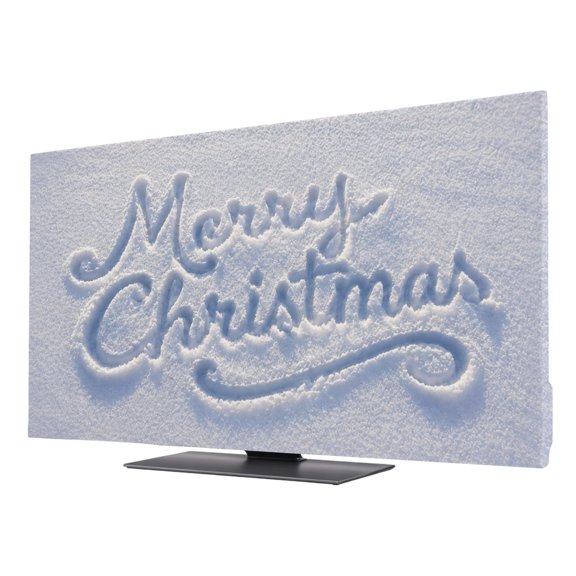 TV Cover Indoor, Merry Christmas Stretch TV Dust Cover Television Screen Protector, Xmas Snowflake Modern Art Winter Elastic Polyester Display Covers, Monitor Slipcover for LED LCD TVs 24 Inch