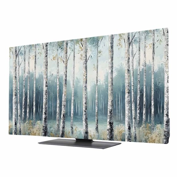 TV Cover Indoor, Modernism Tree Stretch TV Dust Cover Television Screen Protector, Spring Forest Scene Oil Painted Elastic Polyester Display Covers, Monitor Slipcover for LED LCD TVs 24 Inch