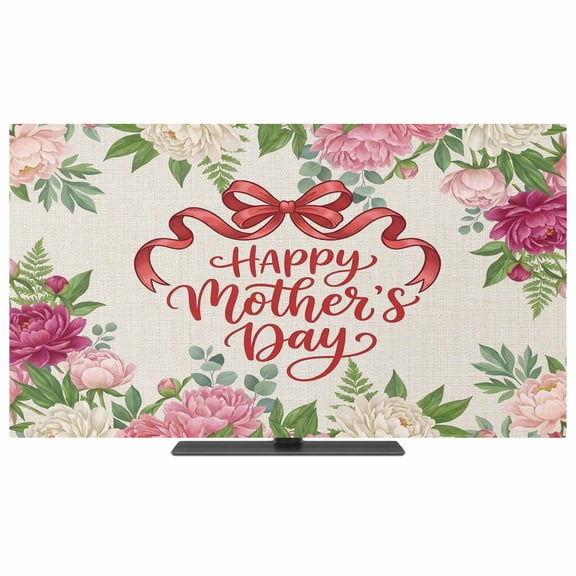 TV Cover Indoor, Mother's Day Stretch TV Dust Cover Television Screen Protector, Spring Botanical Summer Flower Leaf Plant Elastic Polyester Display Covers, Monitor Slipcover for LED LCD TVs 24 Inch