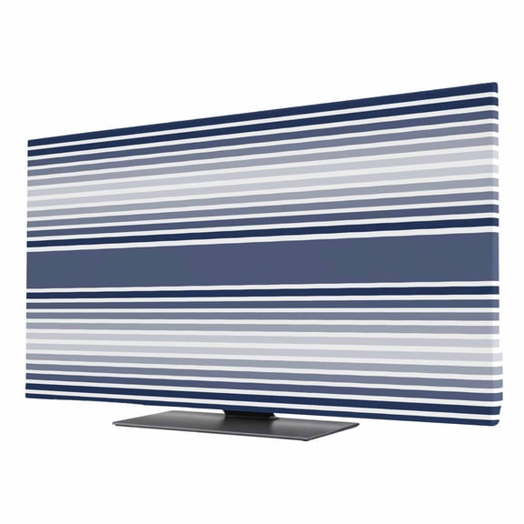 TV Cover Indoor, Navy Blue Striped Stretch TV Dust Cover Television Screen Protector, Blue Ombre Farmhouse Stripes Elastic Polyester Display Covers, Monitor Slipcover for LED LCD TVs 24 Inch