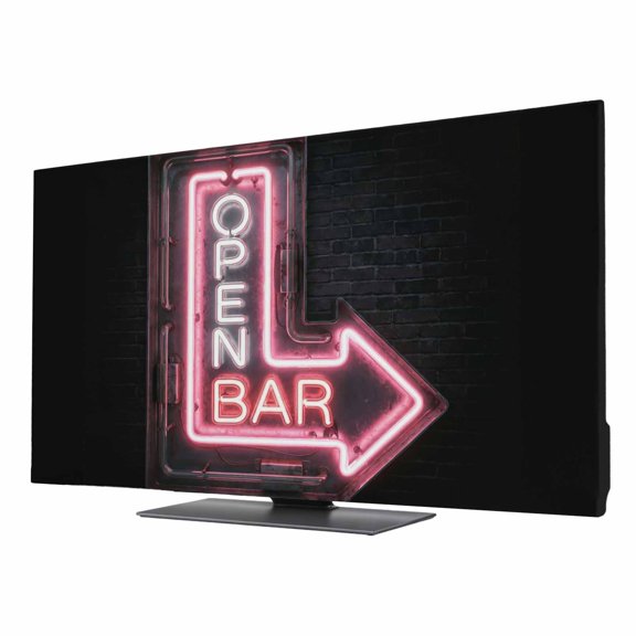 TV Cover Indoor, Open Bar Sign Stretch TV Dust Cover Television Screen Protector, Modern Neon Light Geometric Graffiti Elastic Polyester Display Covers, Monitor Slipcover for LED LCD TVs 55 Inch