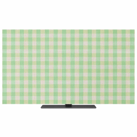 TV Cover Indoor, Sage Green Stretch TV Dust Cover Television Screen Protector, Grid Checkered Plaid Gingham Lattice Trellis Elastic Polyester Display Covers, Monitor Slipcover for LED LCD TVs 24 Inch