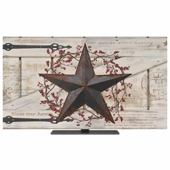 TV Cover Indoor, Texas Star Vintage Stretch TV Dust Cover Television Screen Protector, Brown Retro Berry Wooden Elastic Polyester Display Covers, Monitor Slipcover for LED LCD TVs 24 Inch