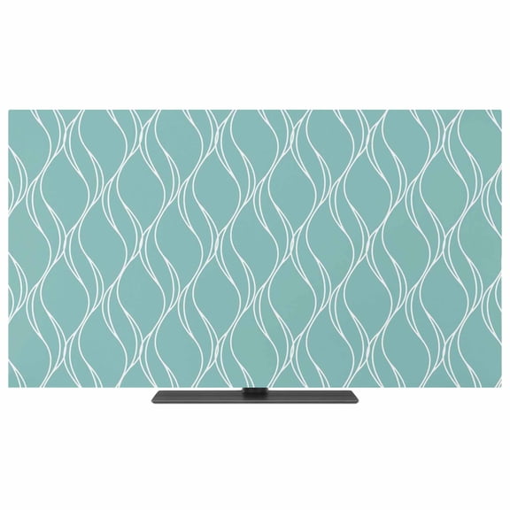 TV Cover Indoor, Turquoise Moire Waves Stretch TV Dust Cover Television Screen Protector, Modern Abstract Art Geometric Elastic Polyester Display Covers, Monitor Slipcover for LED LCD TVs 24 Inch