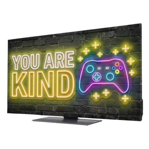 TV Cover Indoor, Video Games Stretch TV Dust Cover Television Screen Protector, Modern Game Zone Geometric Graffiti Brick Elastic Polyester Display Covers, Monitor Slipcover for LED LCD TVs 32 Inch