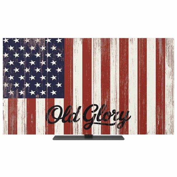 TV Cover Indoor, Vintage Stars 4th of July Stretch TV Dust Cover Television Screen Protector, Independence Day Retro Stripes Elastic Polyester Display Covers, Monitor Slipcover for LED TVs 24 Inch