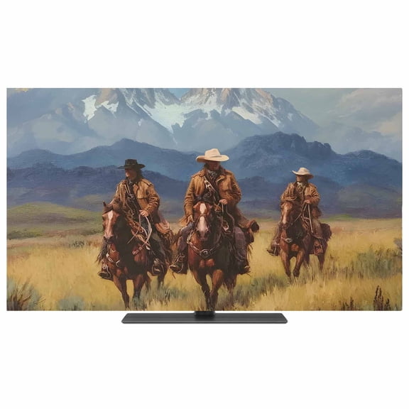TV Cover Indoor, Western Cowboy Stretch TV Dust Cover Television Screen Protector, Mountain Sky Grass Nature Scenery Elastic Polyester Display Covers, Monitor Slipcover for LED LCD TVs 75 Inch