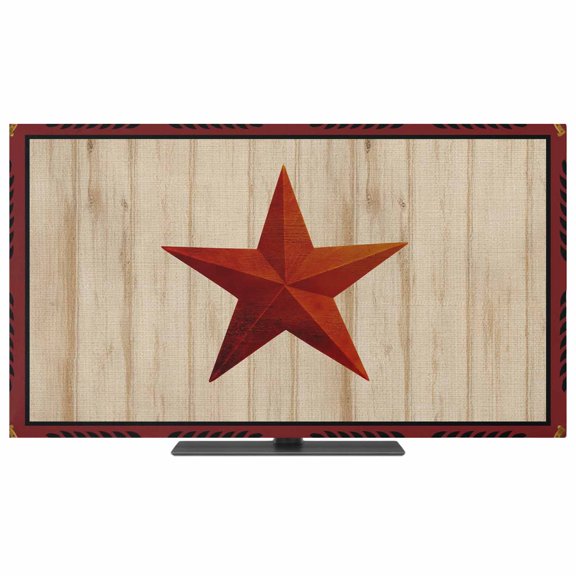 TV Cover Indoor, Western Star Country Stretch TV Dust Cover Television Screen Protector, Red Stars Black Wheat Ear Border Elastic Polyester Display Covers, Monitor Slipcover for LED LCD TVs 24 Inch