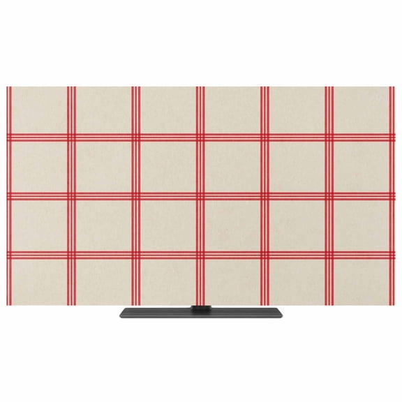 TV Cover Indoor, Yellow Buffalo Plaid Stretch TV Dust Cover Television Screen Protector, Red Lines Grid Pattern Vintage Elastic Polyester Display Covers, Monitor Slipcover for LED LCD TVs 65 Inch