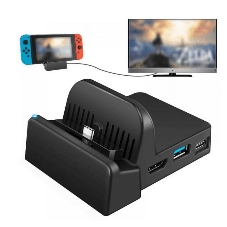 TV Dock Docking Station for Nintendo Switch/Nintendo Switch OLED Model,  4K/1080P HDMI Travel TV Adapter Portable Charging Stand, with Extra USB 3.0