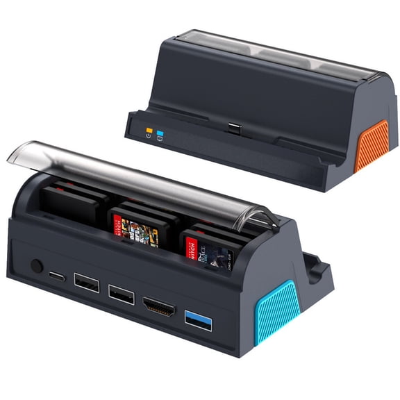 TV Dock Station for Switch 2, Portable Docking Station Replacement with 9 Game Card Slots/4K@120Hz Adapter/3 USB Port/usb C Port for Switch 2/Switch/Switch OLED (Black)