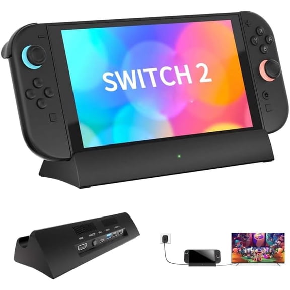 TV Dock Station for Switch 2, Switch 2 Docking Station with 4K@120Hz HDMI Output/Type C Port/3.0 USB Port, Replacement for Official Switch2 Dock, Support Latest Version System