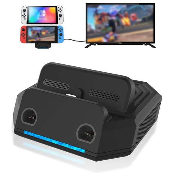TV Converter Dock for Nintendo Switch & Switch OLED, Gamepad Port for Gamecube, HDMI Adapter Portable Charging Stand-Black