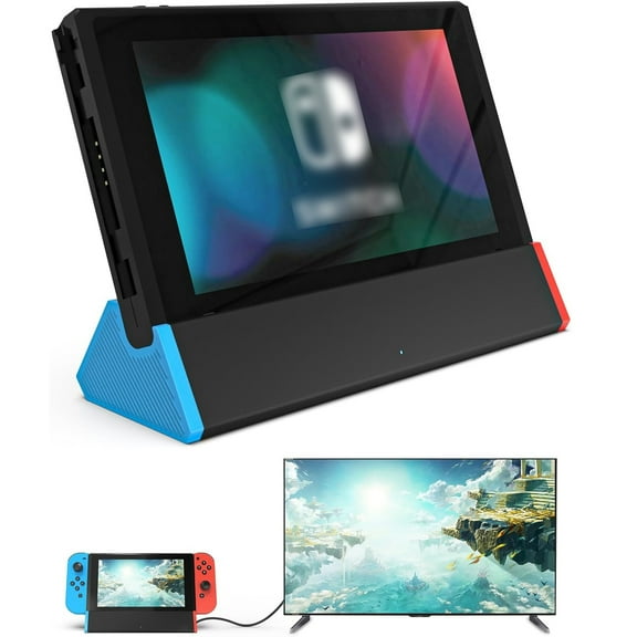 TV Docking Station for Nintendo Switch/Switch OLED, Portable Dock 4K HDMI TV Adapter/High Speed USB 3.0 Ports-Red & Blue