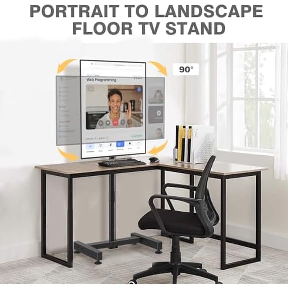 TV Floor Stand for 13-50 inch LCD LED Flat/Curved Panel Screen TVs up to 44 lbs, Height Adjustable TV Stand Mount with VESA 200x200, Portable TV Stand for Bedroom, Dorm Room, Office