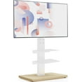 TV Floor Stand with Wood Base,Upgraded Universal White TV Stand for 32