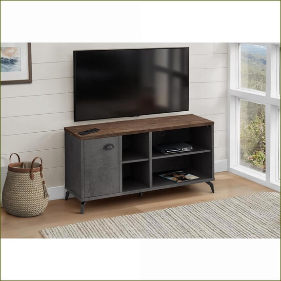 TV Furniture | 48 Inch Industrial TV Stand with Storage | Brown & Grey Laminate | Grey | MDF