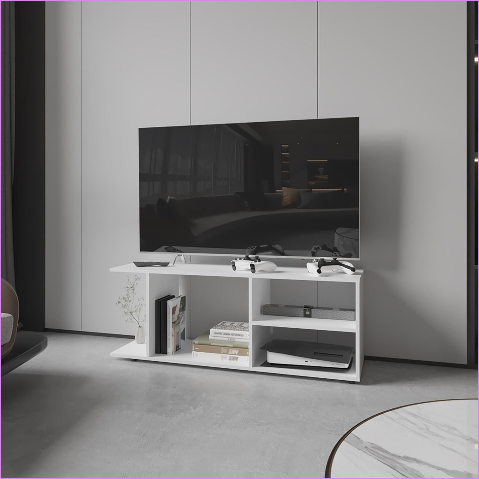 TV Furniture Barton Entertainment Center with Storage | White | Engineered Wood | Fits 50-59” TVs