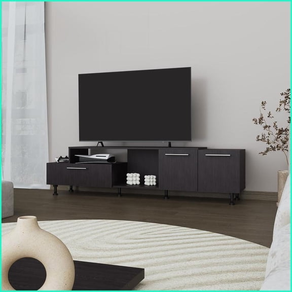 TV Furniture Entertainment Center with Drop-Down Door, Adjustable Legs & Storage | Wengue | Fits 60-69 Inch TVs
