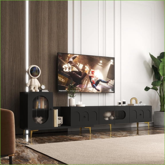 TV Furniture Extendable Wood Entertainment Center with Storage | Particle Board+MDF | TV Size Ranges 80-89 inches