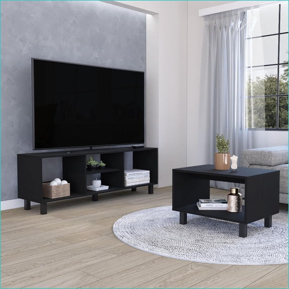 Entertainment Furniture Living Room Duo Set  55.2 TV Stand & Coffee Table with Storage | Modern | TV Size Ranges 50-59 inches