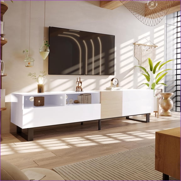 TV Furniture: Modern 80-Inch TV Stand with Double Storage & Drop-Down Door | Particle Board | TV Size Ranges 70-79 inches